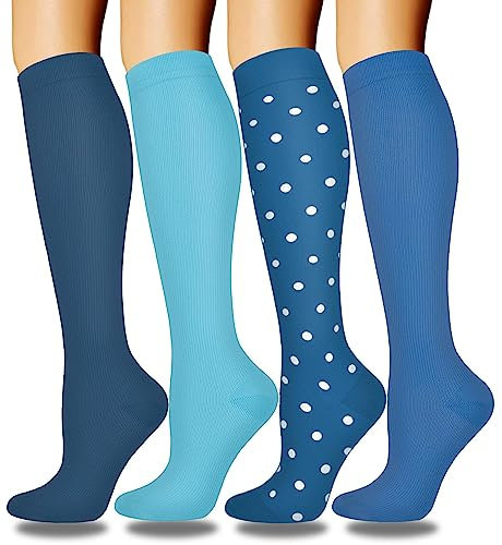 ACTINPUT Calcetines de Compresión para Mujeres y Hombres,4 Pares Medias de Compresion enfermera, Correr, Volar, Deportivo, Viajar