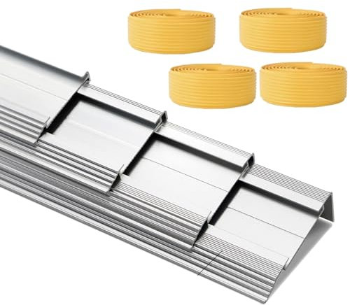 Gummi-Metall-Treppenkantenschutz, 5,1 cm, 4 Stück, rutschfeste Treppenstufen, Kantenschutz für Innen- und Außentreppen, Gelb, L 170 cm