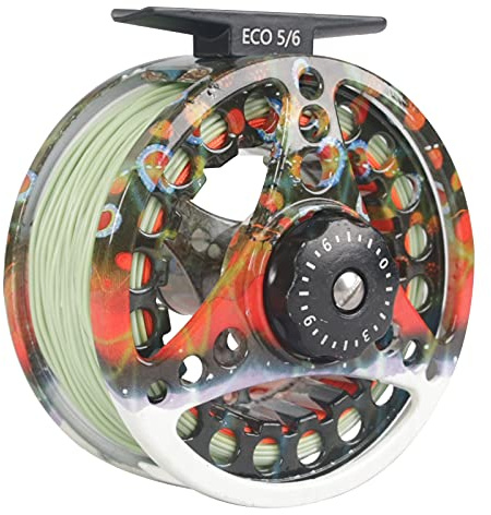 M MAXIMUMCATCH Maxcatch ECO Large Arbor Fly Fishing Reel (3/4wt 5/6wt 7/8wt) and Pre-Loaded Fly Reel with Line Combo (Brook Trout (with Line Pre-Loaded), 5/6 Weight)