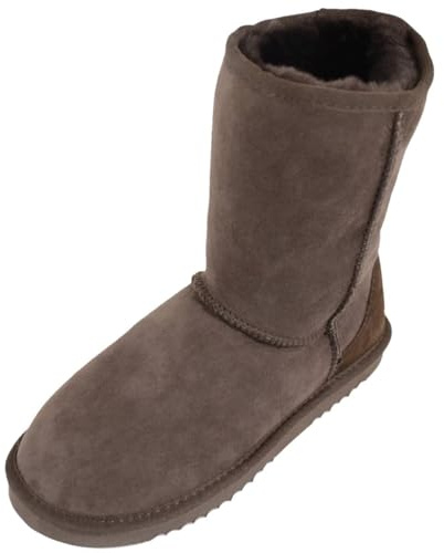 SNUGRUGS Womens Double Faced Sheepskin Mid Calf Short Outdoor Boot - Chocolate - UK 5 / EU 38