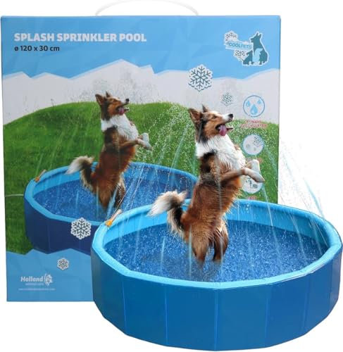 Coolpets Splash Sprinkler Pool - ø120 x 30 cm - Kühlung Hund - Wasserspielzeug - Wasserspielzeug Hund - Hundepool - Hundepool - Blau