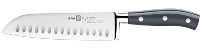 BRA Signature | Cuchillo santoku 180 mm | Acero Inoxidable alemán forjado con Molibdeno Vanadio, Mango Remachado ABS, Diseño Ergonómico, Hoja 1, 6 mm espesor