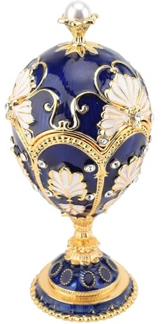 Asixxsix Eggange a Mano Dipinti a Mano Egg, Stile di Uovo di Pasqua Decorativo Smalto Decorativo Scatola Incendiata, Motoscaiolo di Anello di Gioielli per Ornamenti di Uova di Uovo