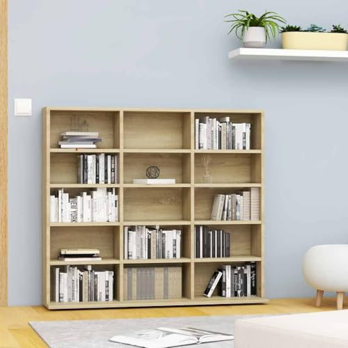 LLEZKBR Gabinetes y estantes de almacenamiento de medios, gabinete de CD, roble Sonoma, 102 x 23 x 89,5 cm, madera de ingeniería