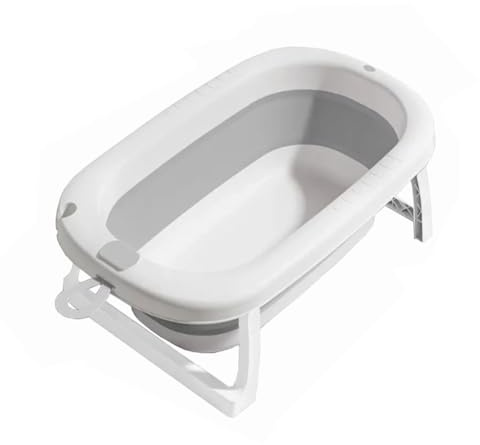 ZHXQRP Baignoire Pliable avec Trou D'évacuation et Affichage de la Température pour Chiens Chats Petite Moyenne Taille(Gray)