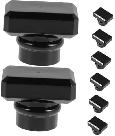SAFIGLE 8 Pièces Capsules de Remplacement pour Flacons Bouchons Carrés Verre Noir Couvercles Réutilisables pour Accessoires Cosmétiques Élégants