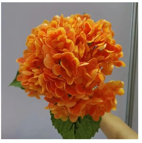 MDSIOKHJ Hortensia Artificielle Boule de Broderie de Fleurs simulées, Toucher réaliste, Hortensia hydratant, décoration Artistique de Mariage, Fleurs artificielles de Mariage(Orange,3pcs)