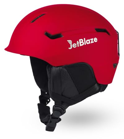 JetBlaze Ski Helmet Men Women Unisex Ski Helmet Snow Sports Helmet with Ventilation Holes PC Shell EPS Core for Skiing Snowboard Snow Helmet for Adults Youth Red Size M