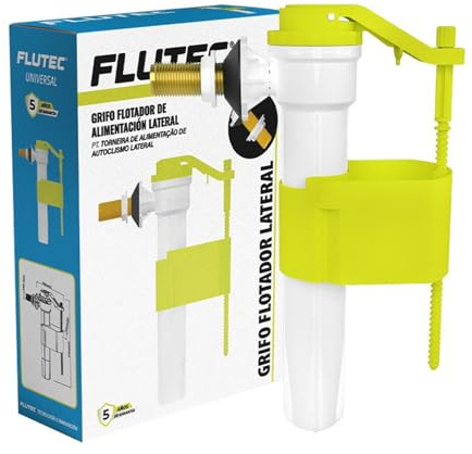 Grifo Flotador Universal para Cisterna Valvula de Llenado Alimentacion Lateral Boya Regulable Rácor Laton 3/8 Presion 0,2 a 10 Bar Compatible Roca Facil Instalacion 5 Años Garantia FLUTEC FLUVIA