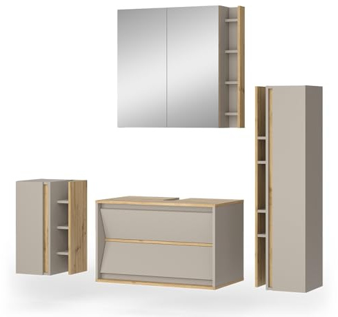 Vicco Set di mobili da bagno Edelin, Cachemire, 4 parti