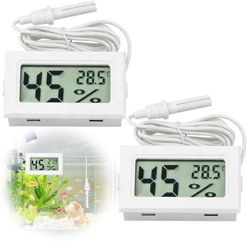 ingoodtle 2 Pack Reptile Thermometer Hygrometer,LCD Temp Humidity Monitor