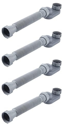 Janasiba 4 X profilo basso, 1 1/2 P sifone, tubo di scarico flessibile per vasca da bagno e doccia, sifone piatto, scarico per vasca da bagno, scarico vasca da bagno