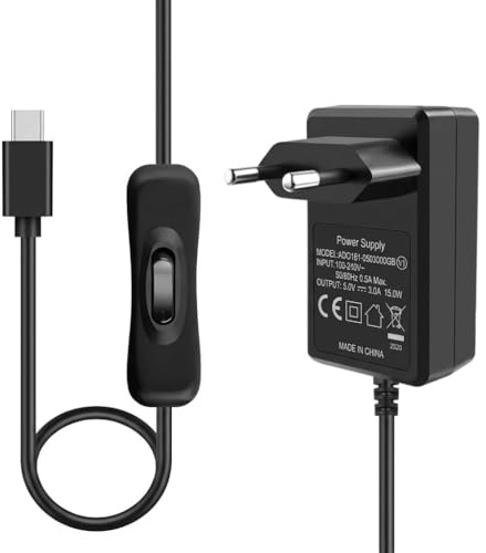 15W Netzteil USB-C 5V 3A für Raspberry Pi 4 Modell B | Power Supply mit EIN/Aus Schalter,100cm Kabel, Ladegerät für Raspberry Pi 4B (8GB 4GB 2GB 1GB)