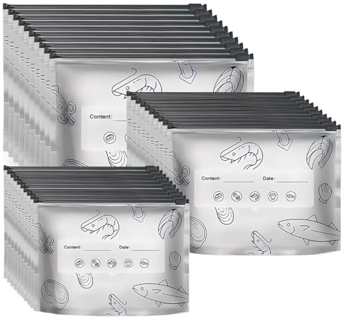 Juego de 30 bolsas de aluminio para congelación, 3 tamaños, pequeñas, medianas, grandes, reutilizables, para almacenamiento de alimentos, bolsas de suelo opacas, extra fuertes