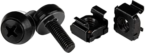 StarTech.com M5 x 12mm - Schrauben und Käfigmuttern - 50er Pack - Schwarz - M5 Montageschrauben und Kastenmuttern für Server Racks | Werkzeug, Vierkantloch, Serverrack, Netzwerkschrank, Gehäuse, Rackmontage, Stahl, Set