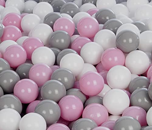 Velinda 1200 für Bälle Bällebad/Bällezelt/Kinderpool Plastikbälle Spielbälle O7cm (Farbe der Bälle: weiß,rosa,grau)