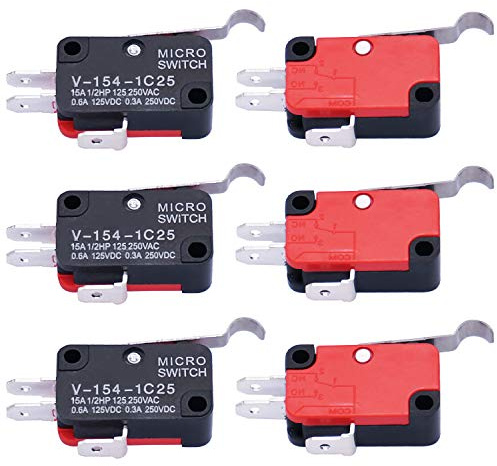 mxuteuk 6 interruptores de límite micro largo de bisagra dobladora SPDT interruptor de acción a presión para Arduino V-154-1C25