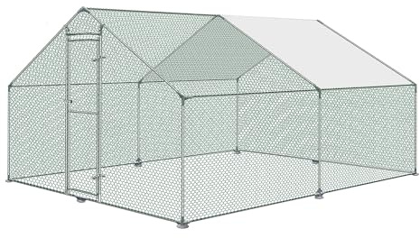 UISEBRT hönshus, bur, smådjursstall 3 x 4 x 2 m – utomhuskapsling med PE-tak för fjäderfä, kaniner, små husdjur, hundar (3 x 4 x 2 m)
