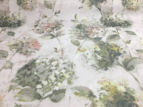 Hydrangea Limelight Green Cotton 140cm Curtain Fabric Designer Material Sewing Upholstery Curtain Craft Fabric (Metre)