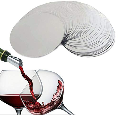 Yueser Wein Einschenkhilfe Tropffrei Ausgießer Weinausgiesser Ausgießer für Weinflaschen Tropffreie Aluminiumfolie Wiederverwendbare Weinausgießer(60 Stück,Silber)