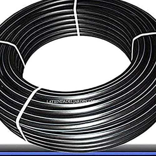 Suinga Tuyau arrosage eau bande bleu 25mm en polyéthylène alimentaire haute densité. Pression maximale: 10 bar. Bobine de 25 mètres, noir