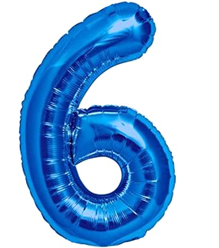Globo 6° Cumpleaños Número 6 Azul Gigante, Globo XXL 100 cm. Decoración 6° Cumpleaños para Niño. Aire o Helio.