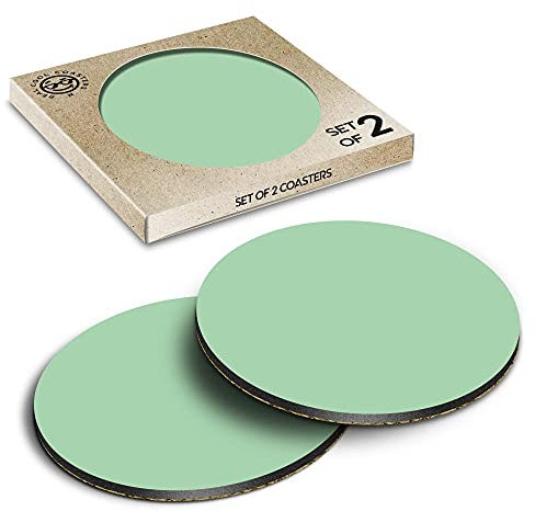 2 x Eco Boxed Cork Coasters - Mint Green Colour Block Drink Cup Mug Glass Table Mat #45740