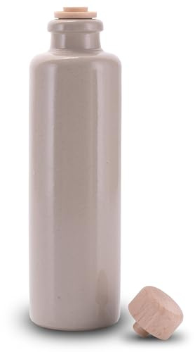 Lifestyle Lover Juego de aceite y vinagre de cerámica, dispensador de aceite de oliva falso, balsamico con boquilla y corcho natural, 200 ml (beige blanco)