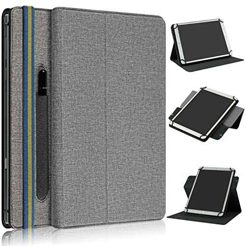 TOPCASE Hülle 10.1 Zoll Universal Kompatibel mit Tablet 9.7 10 10.1 10.2 10.3 10.4 10.5 10.6 10.9 11 Zoll,Schutzhülle mit Stifthalter und Standfunktion,Grau