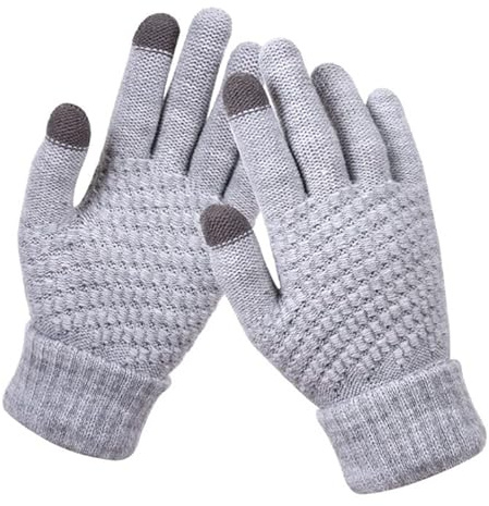 BSLVWG Guantes de Pantalla táctil de Invierno para Mujeres Guantes de Punto para Correr, Ciclismo, Senderismo, esquí (Gris)