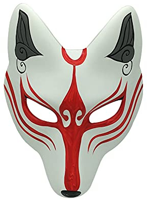 YangYong Kitsune Masque de renard pour Halloween, bal masqué, masque Kabuki en polyuréthane pour costume