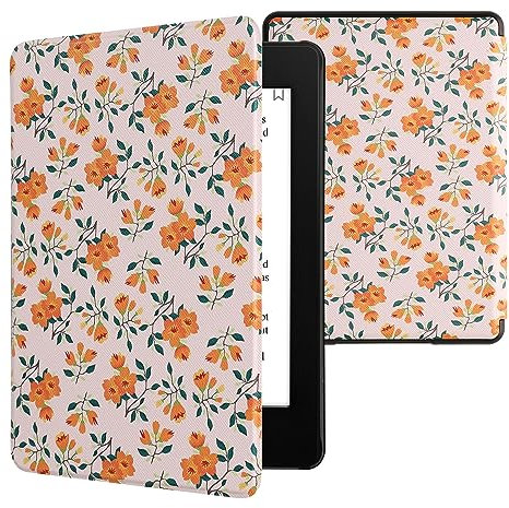 kwmobile Klapphülle kompatibel mit Amazon Kindle Paperwhite 11. Generation 2021 Hülle - Flipcase für Kindle Paperwhite Hülle mit Magnetverschluss - Gelbe Blumen