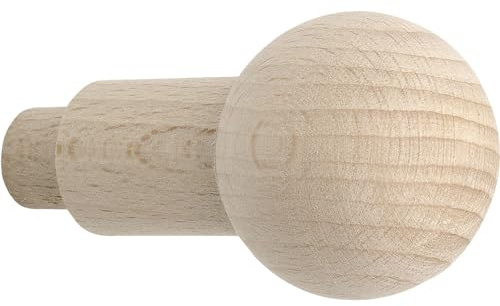 ALLES IM GRIFF Holz Kleiderhaken Horus - Wandhaken zum Einbohren ø 12x14mm - Garderobenhaken, Buche roh