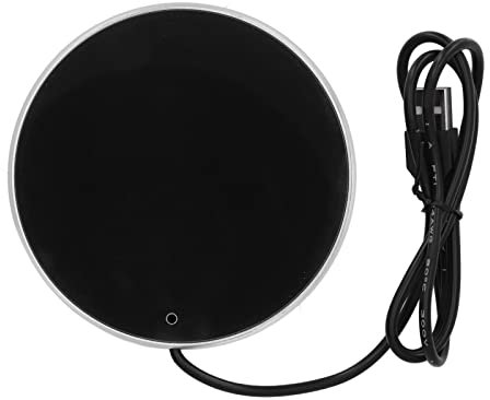 Scaldatazze da caffè Sottobicchiere Isolante a Piastra 55°C Sottobicchiere da tè 55C Usb Sottobicchiere in Legno Sottobicchiere in Legno Scaldatazze da caffè Cera (Argento)