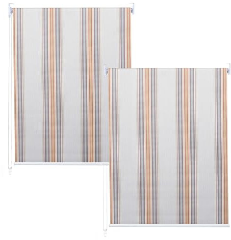 2er-Set Rollo HWC-D52, Fensterrollo Seitenzugrollo Jalousie, 120x230cm Sonnenschutz Blickdicht - grau/braun/orange