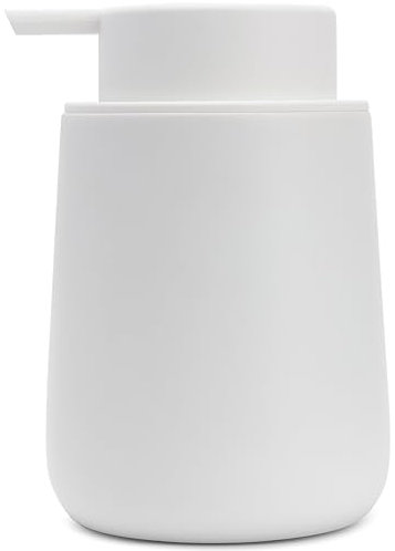 Yew Design dispenser di sapone per le mani bianco opaco, 270 ml, pompa in acciaio inox per sapone liquido o detersivo per piatti, bottiglia utilizzabile in cucina, sul piano di lavoro e in bagno