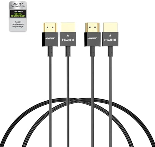 RUIPRO certifierad kort HDMI-kabel, ultratunn 8K HDMI 2.1-kabel, 91 cm, 2 stycken, Ultra High Speed 48 Gbit/s, stöder 8K @ 60 Hz 4K @ 120 Hz, dynamisk HDR, eARC, kompatibel med
