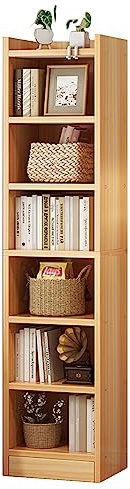 CD- und DVD-Aufbewahrungsschrank – 6-stöckiges Medienturm-Regal, hoch, schmal, Bücherregal, Bücherregal für Home Office, 30,5 x 22,9 x 180,9 cm, Natur