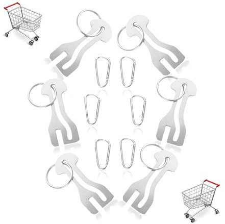 sylbx 6 Stück Einkaufswagenlöser,Abziehbarer Einkaufswagenchip,Einkaufschip Metall,einkaufschip gesegnet,mit Schlüsselanhänger und Karabinern,Einkaufswagenlöser für alle Einkaufswagen