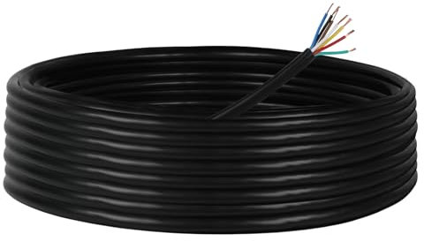 Yuanjoy 7 Filis 10 Metri x 0,5 mm² Cavo Piatto del Rimorchio Multiuso, Filo Piatto, Nero, Cavo di Messa a Terra per Roulotte, Camion, Industria
