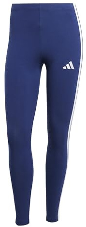 adidas Mujer Essentials 3-Stripes Cotton Leggings Tights, Dark Blue/White, L