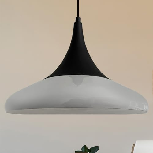 bamyum Paladin Hängelampe Esstisch Metall Ø35cm, Pendelleuchte Grau Lampenschirm Wohnzimmer Industrial Vintage, Küchenlampe Hängend
