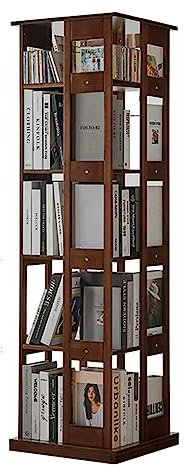 YTGHBIML Bücherturm Freistehend 360° drehbares Bücherregal, mehrschichtiges stehendes Bücherregal aus Holz mit unsichtbarem Universal-Rollen-Bücherregal, Heim-Bücherregal perfekte Darstellung