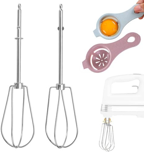 Tiges d'Agitation pour Batteurs à Main WISIRENT, Lot de 2 Fouets Mélangeurs pour Batteur à Main et 2 Séparateurs de Blancs d'Œufs, Générique Fouets pour Batteur à Main de Rechange pour Mélangeur à Mai