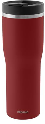PROFINO Barista Thermo To Go Becher 0,5 L | Burgund | Auslaufsicher dank Doppellock-System | BPA-frei | Spülmaschinengeeignet | Edelstahl Thermobecher Kaffee to go hält 4h warm & 8h kalt