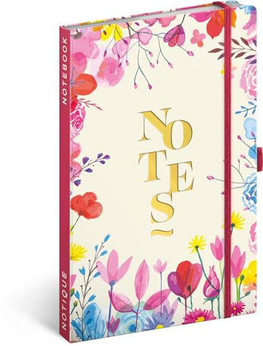NOTIQUE Notizbuch Liniert mit Gummiband 13x21cm ca. A5, Designer Hardcover Notebook, Notizblock, Notizheft, Journal, Tagebuch für Erwachsene, Damen (Frühling)