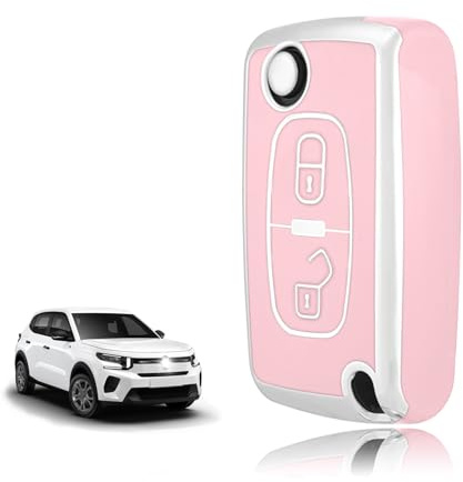 TOOMUME Funda Llave Coche para Peugeot 207 308 3008 Citroen C3 C4 Picasso | Silicona Suave, Antigolpes, Anticaídas, Antiarañazos, Carcasa Protectora Llave para 307 5008 CC SW Partner C1 C2 C5 Berlingo