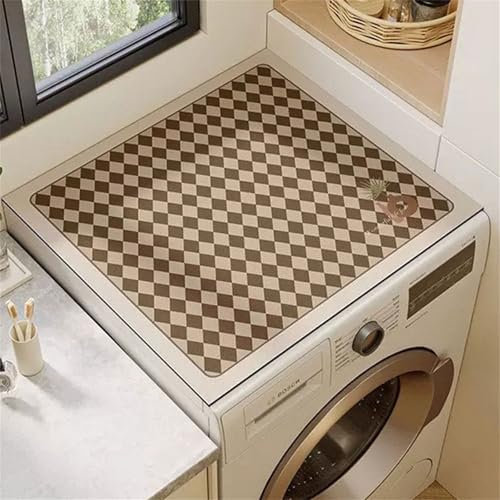 Highdi Housse de Protection pour Machine à Laver Top Damier, Coussin de Machine à Laver Antidérapant Housse de Machine à Laver pour Machine à Laver Sèche-Linge (Brun,30x40cm)