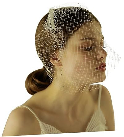 SOIMISS Vintage Braut Kurzen Schleier Gesicht Bedeckung Mesh Weiß für Hochzeit Party Cocktail