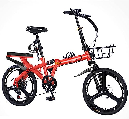 Fahrrad Falträder Mountainbikes 7-Gang Faltrad höhenverstellbar, kohlenstoffreicher Stahl mit Scheibenbremse Faltbares Fahrrad, für Erwachsene Jugend Teen C, 16 Zoll